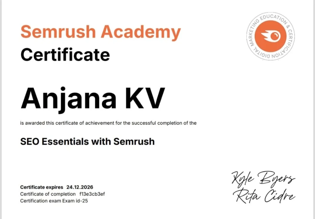 Semrush Academy Certification